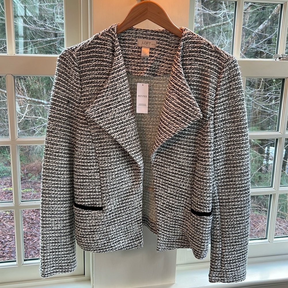 LOFT Black and White Textured Blazer